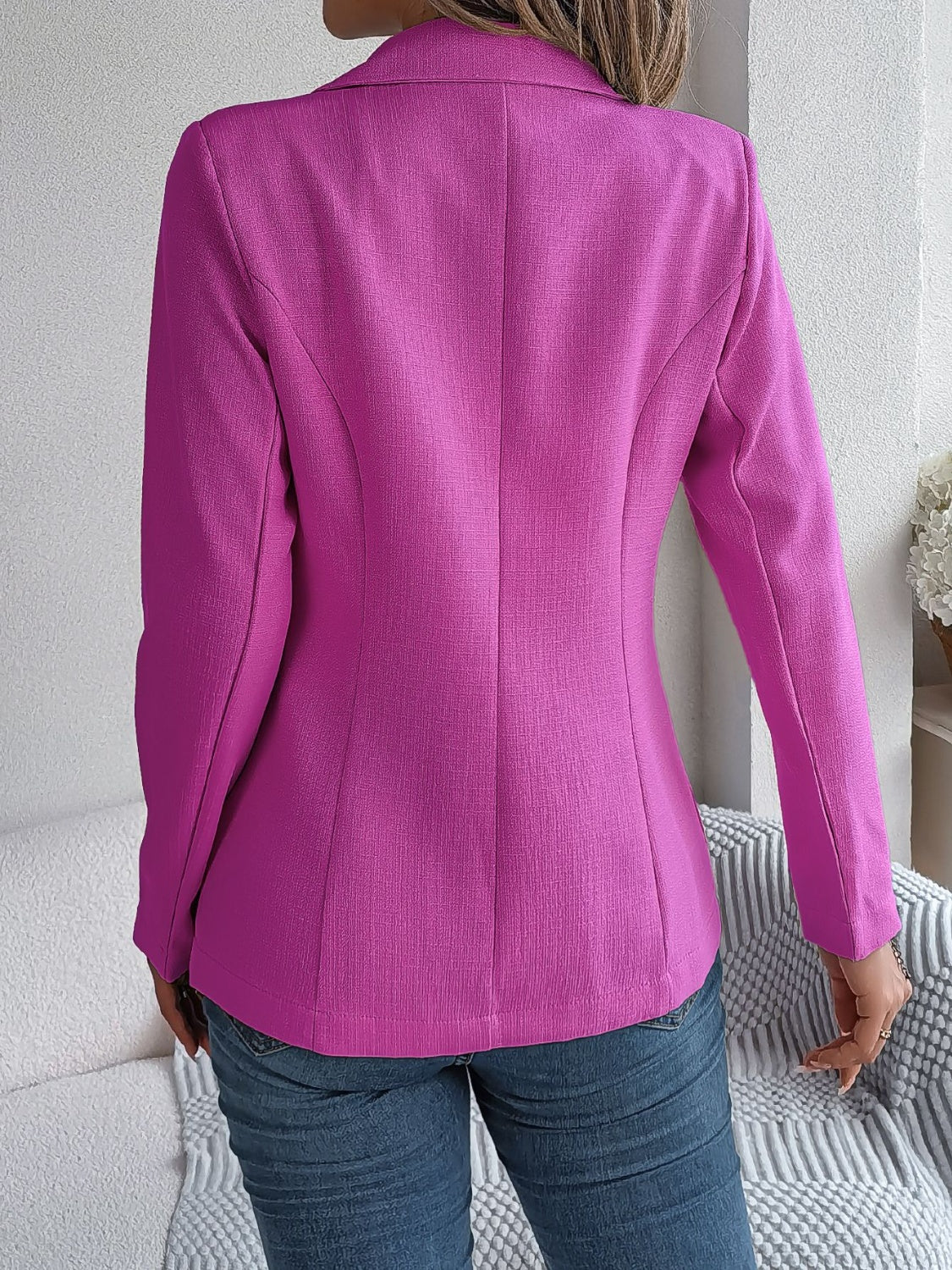 Decorative Pocket Flap Lapel Collar Long Sleeve Blazer