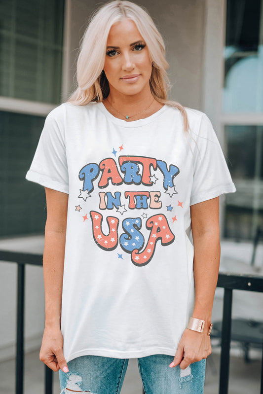 Full Size Letter Graphic Round Neck Short Sleeve T-Shirt