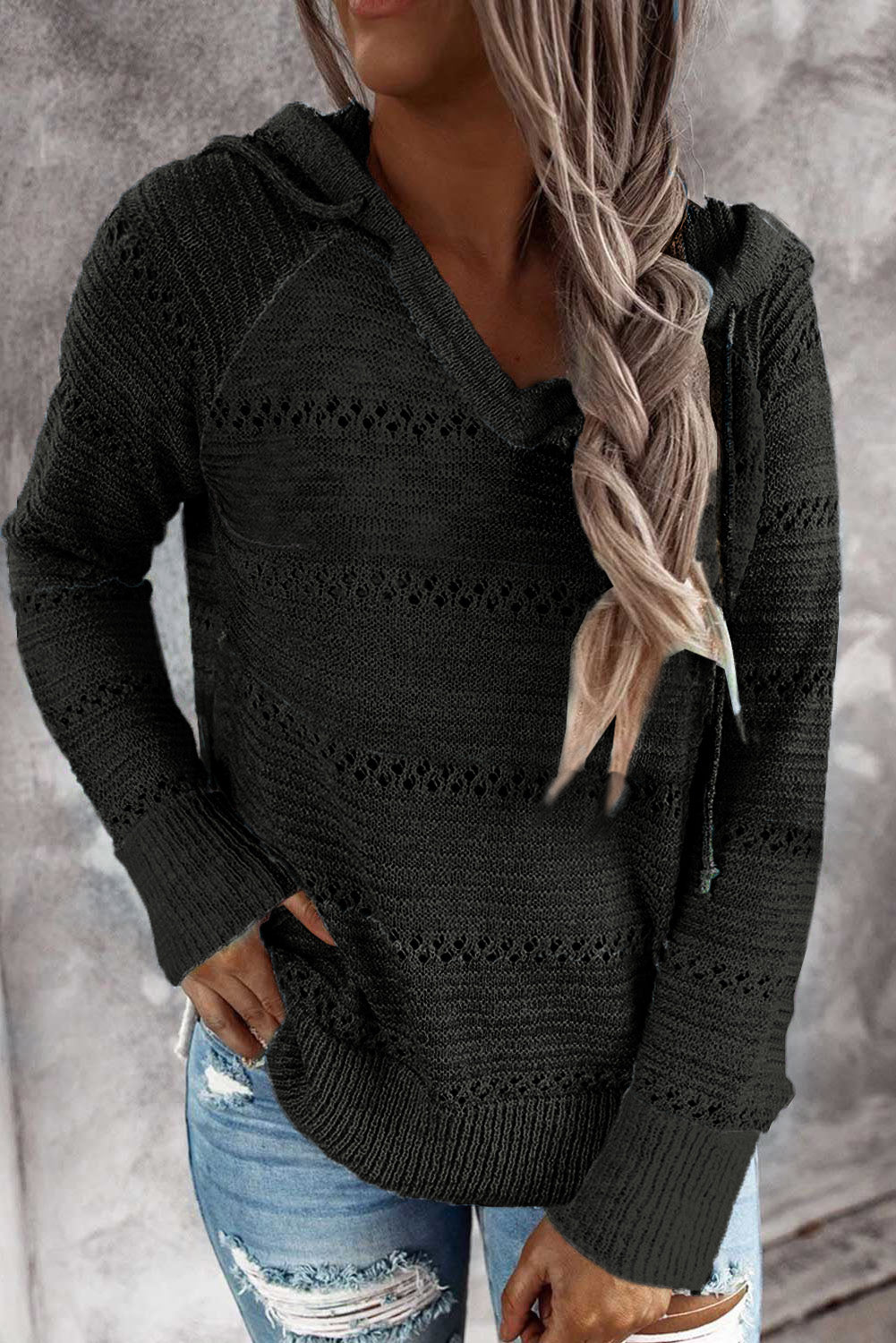 Ryleigh Color Striped Knitted Hoodie