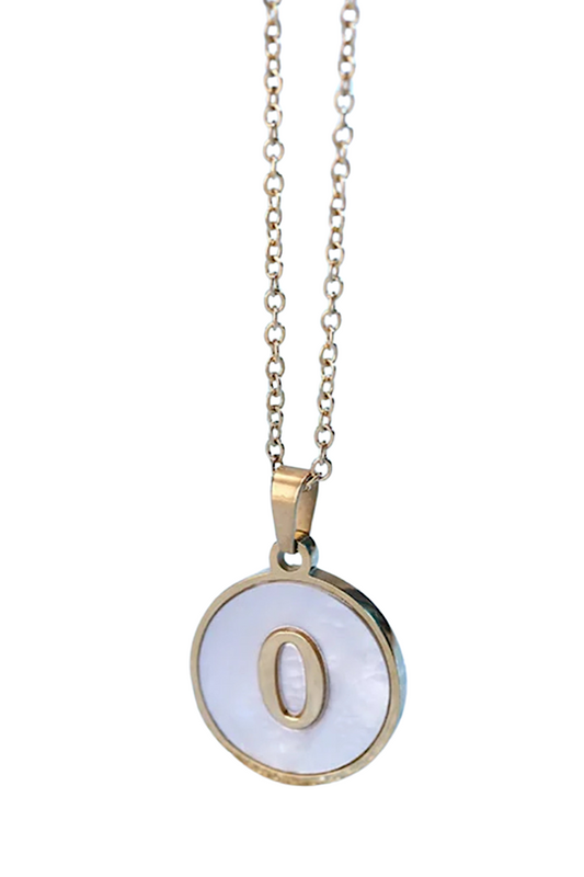 Gold Pearl Initial Necklace O