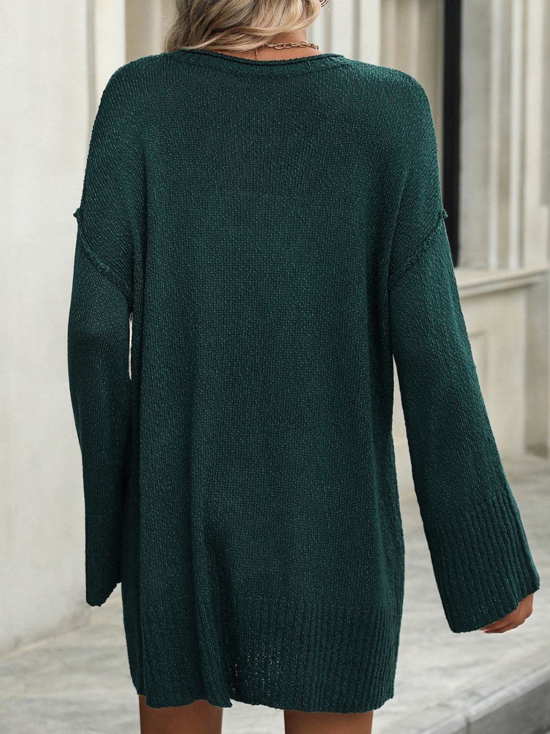 Round Neck Dropped Shoulder Sweater