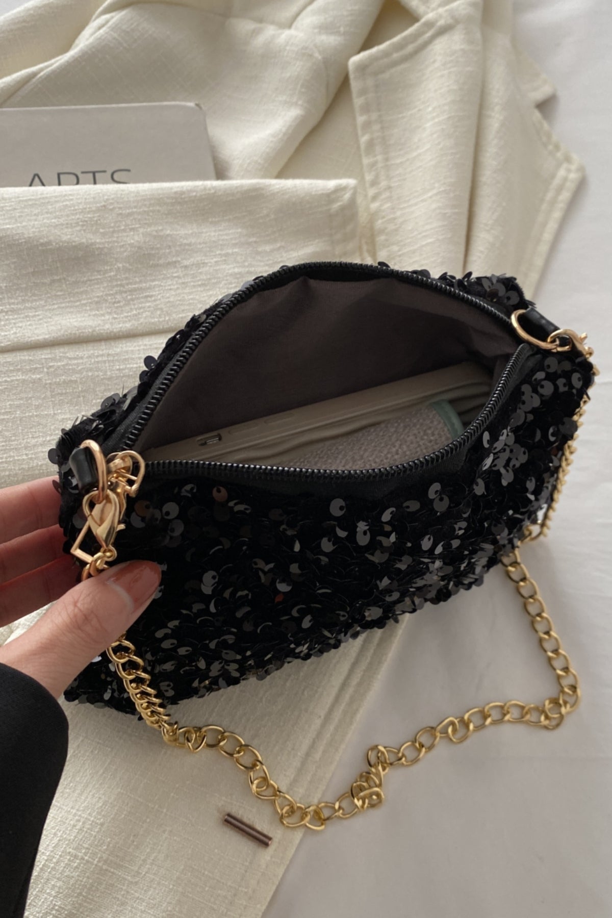 Sequin Removable Strap Shoulder Bag