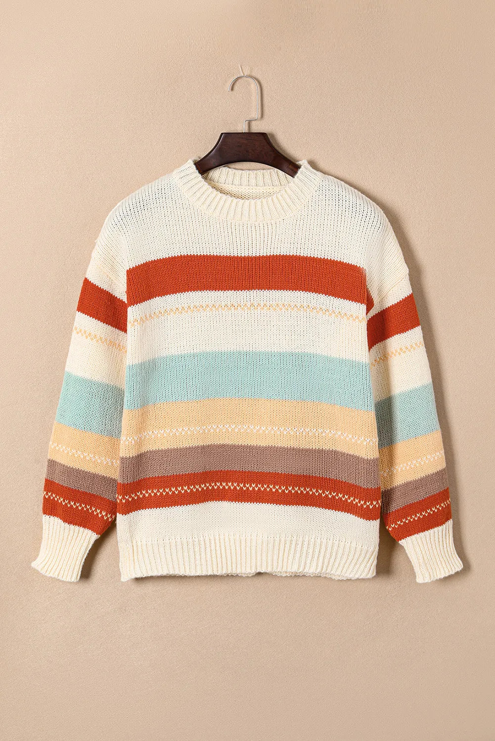 Striped Dropped Shoulder Crewneck Sweater