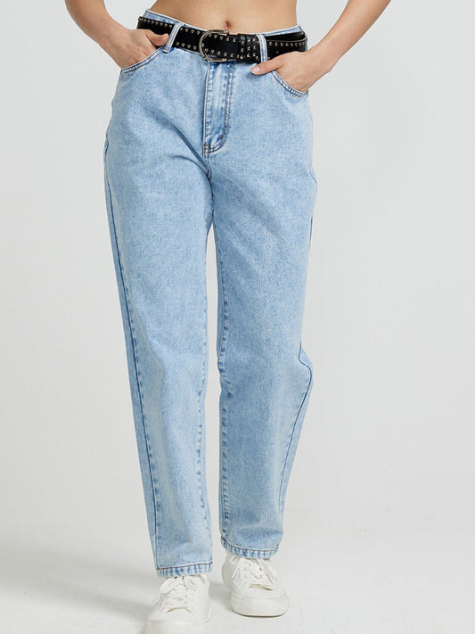 Pocketed Straight Leg Jeans