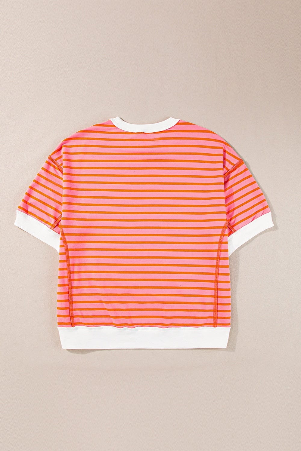 Full Size Striped Round Neck Half Sleeve T-Shirt