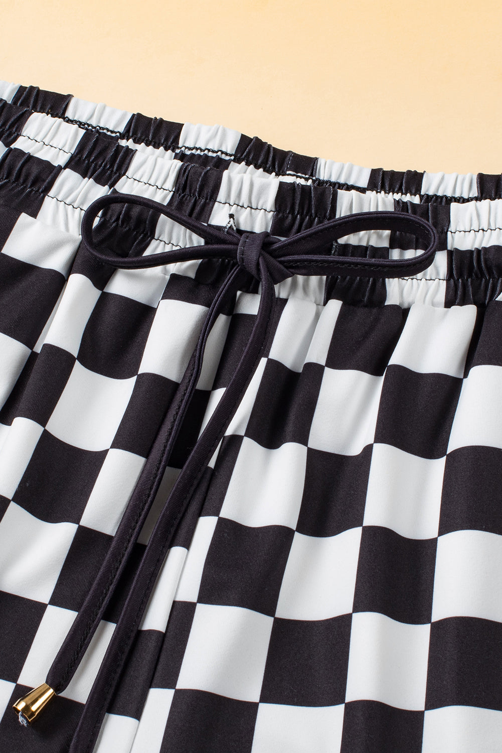 Drawstring Checkered Shorts with Pockets