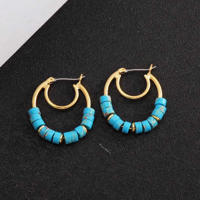 Matilda Turquoise Beaded Hoops (Pre-Order)