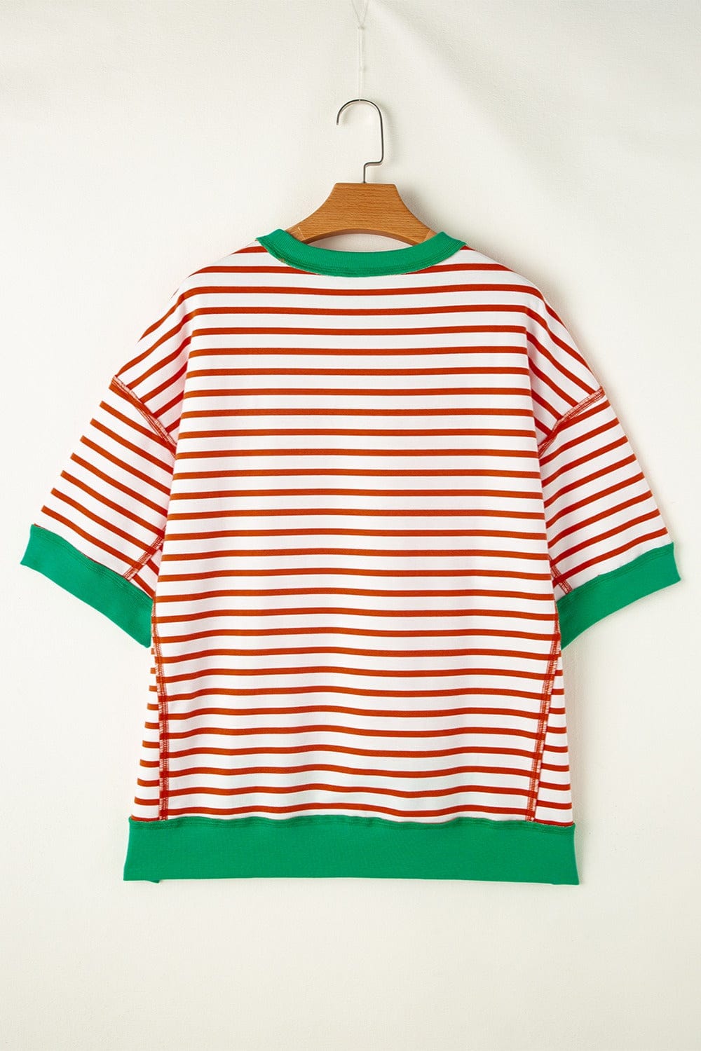 Full Size Striped Round Neck Half Sleeve T-Shirt