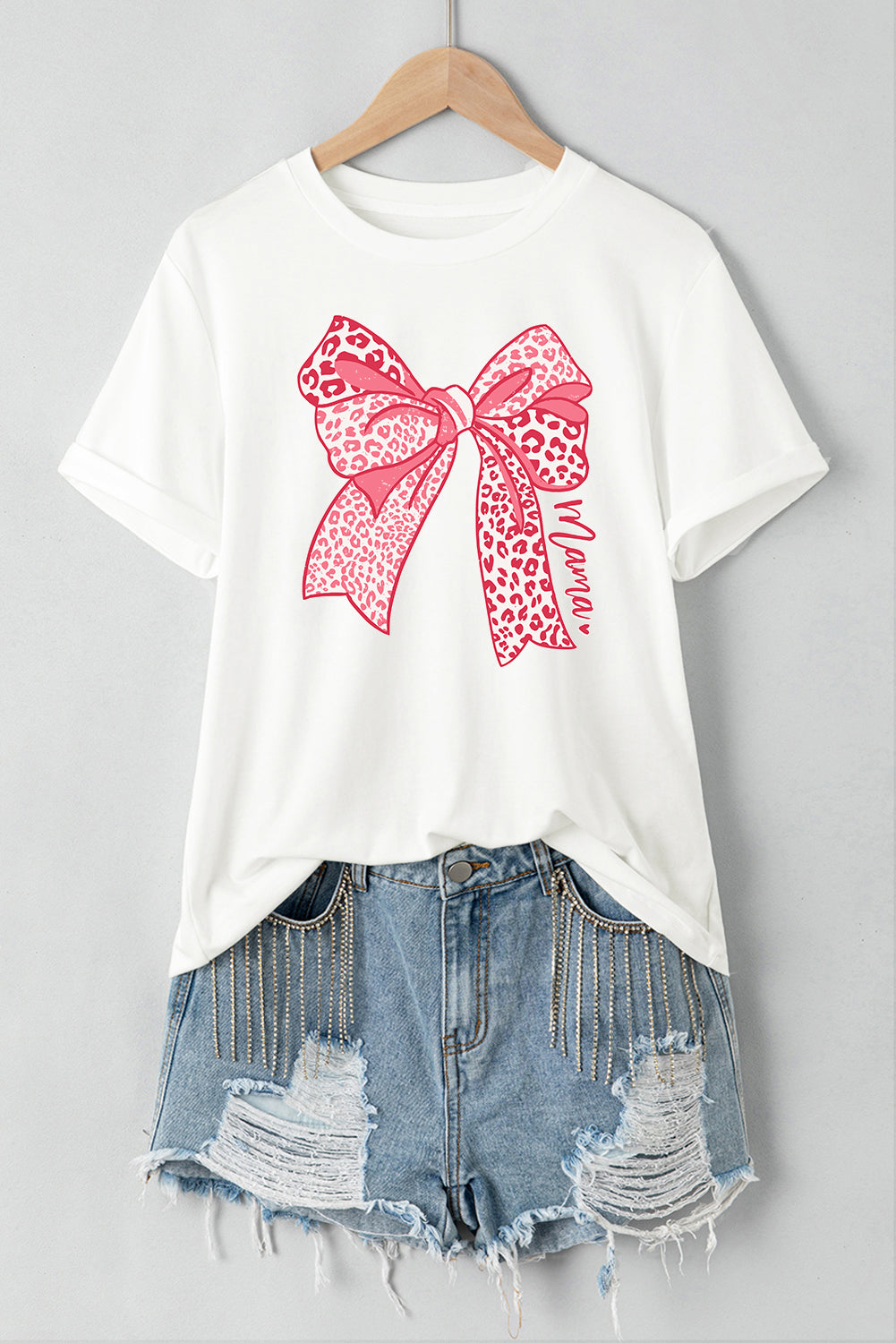 Full Size Bow Graphic Round Neck Short Sleeve T-Shirt