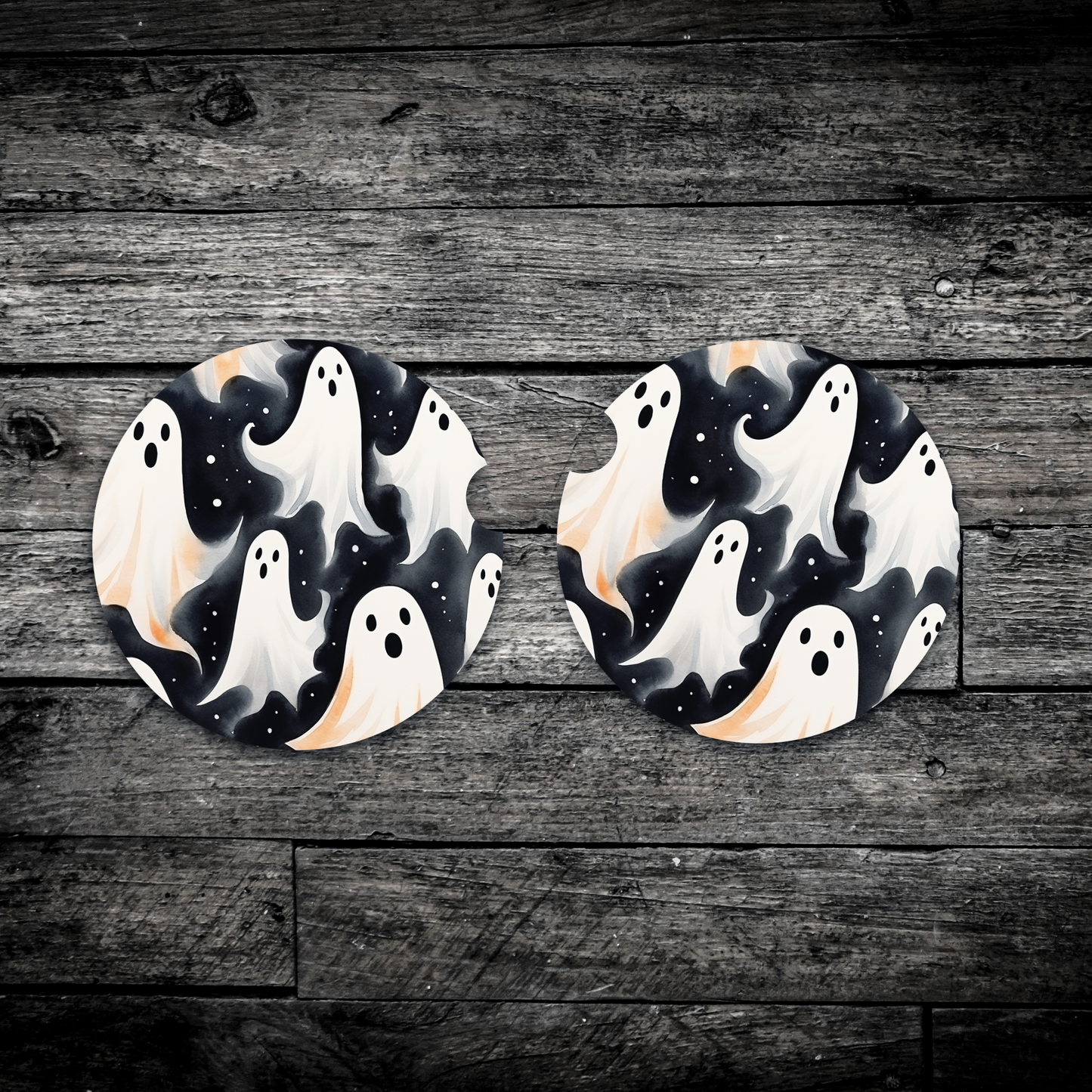 Ghostly Whispers Halloween Car Coasters