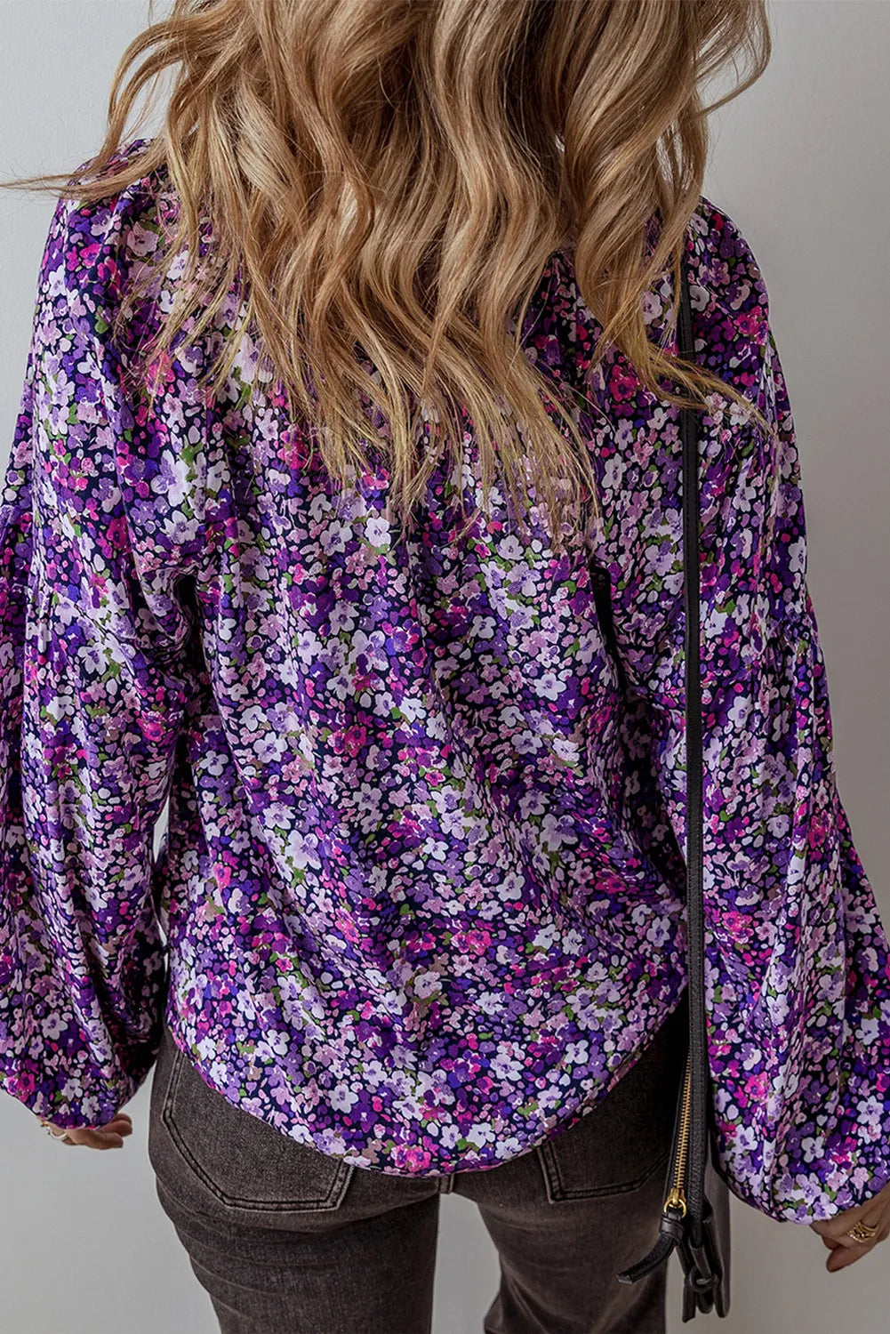 Floral Tie Neck Long Sleeve Blouse