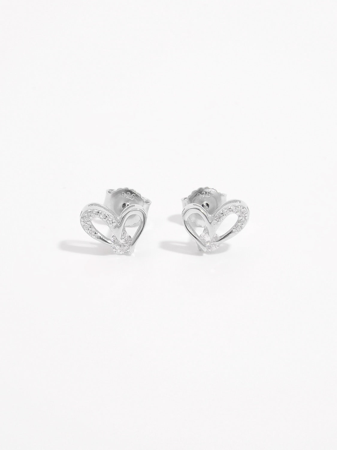 925 Sterling Silver Inlaid Zircon Heart Earrings