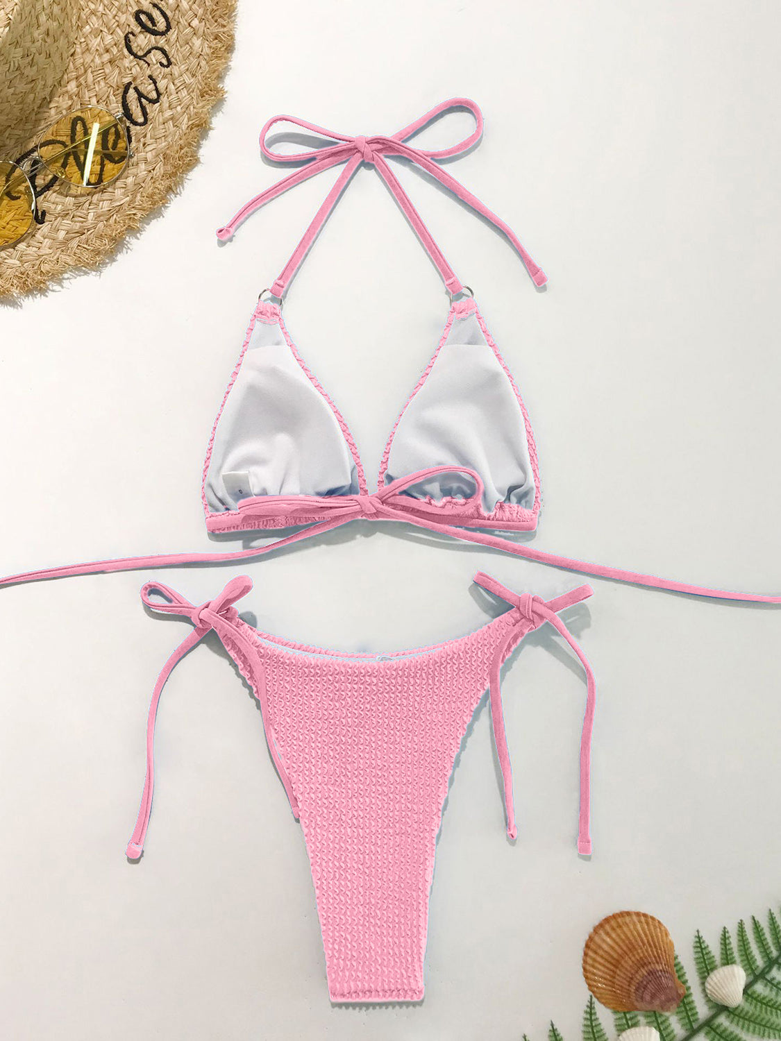 Textured Halter Neck Two-Piece Bikini Set