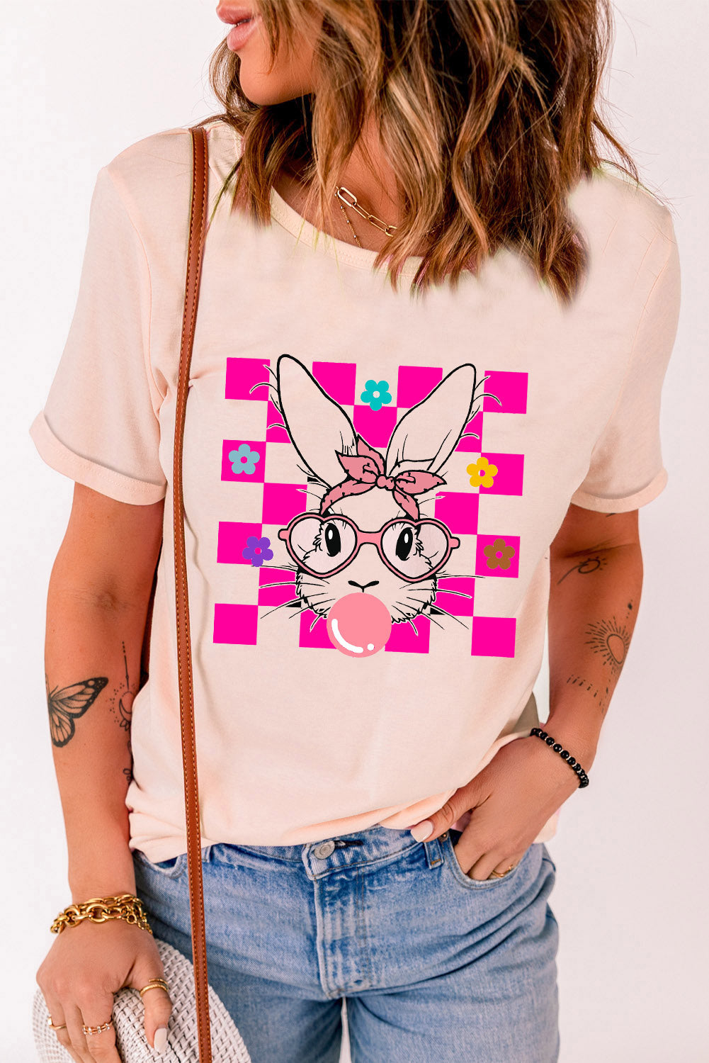 Full Size Rabbit Round Neck Short Sleeve T-Shirt