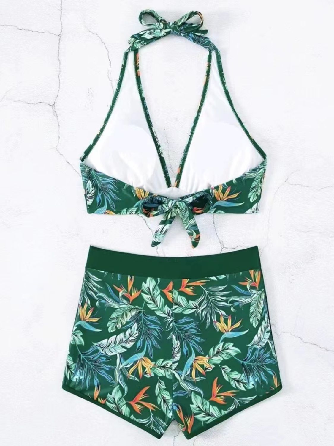 Printed Halter Neck Two-Piece Swim Set