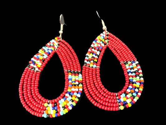 Kenyan Multi-Beaded Earrings Red 🔥