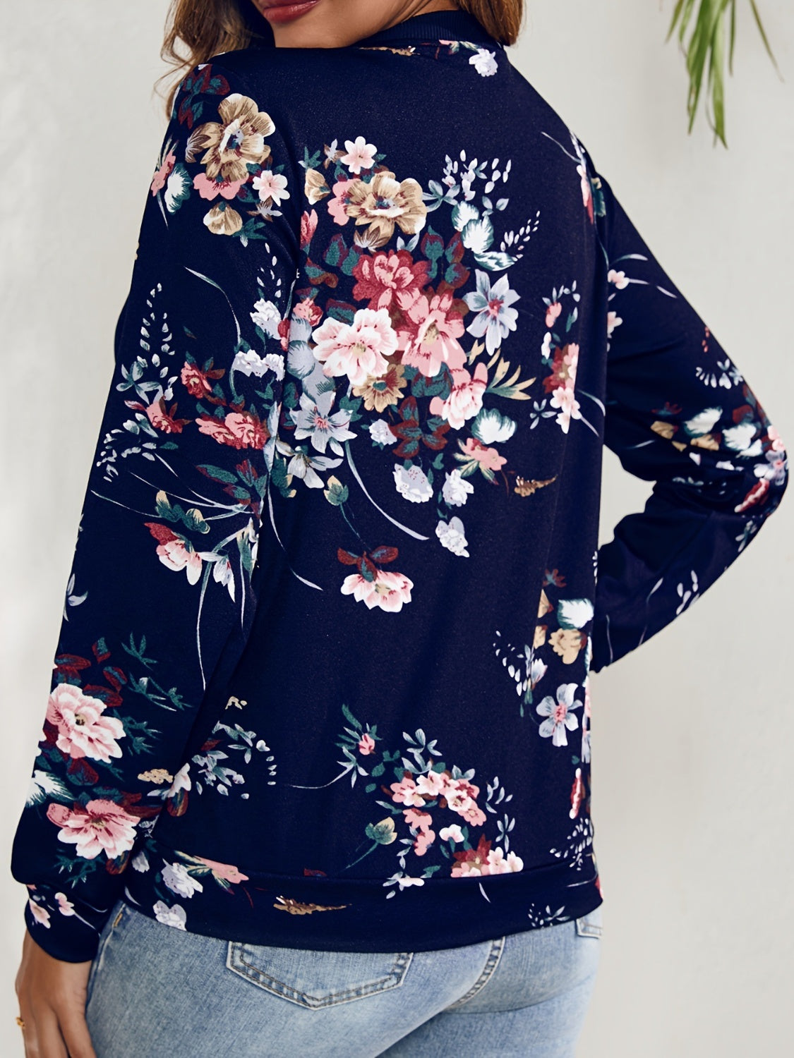 Printed Zip Up Long Sleeve Outerwear