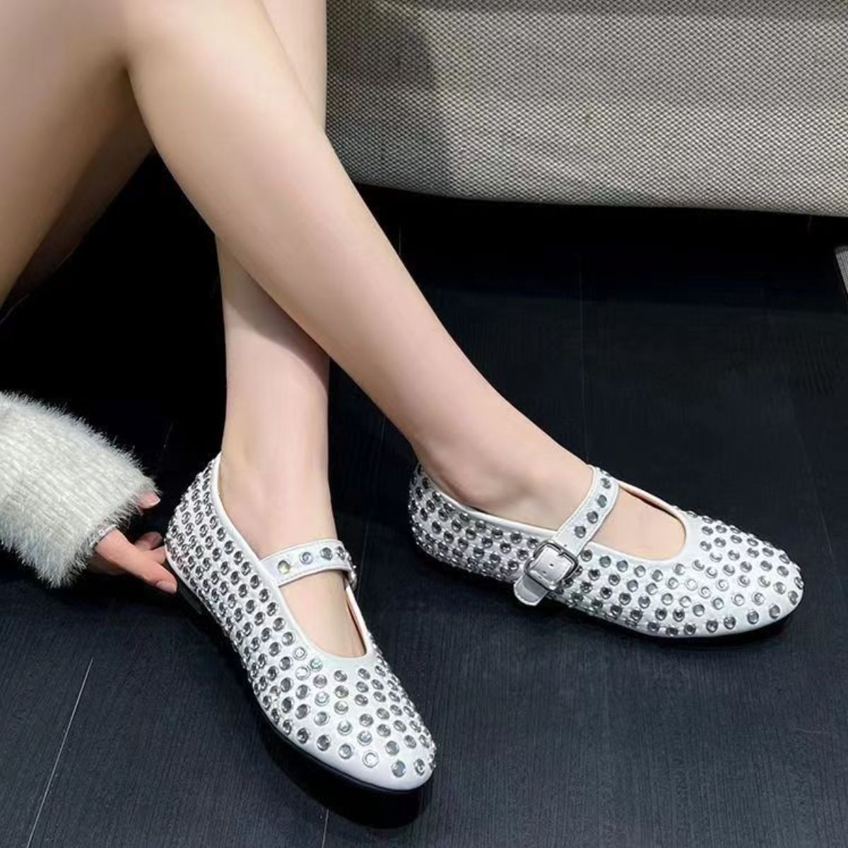 Heavenly PU Leather Studded Flat Loafers