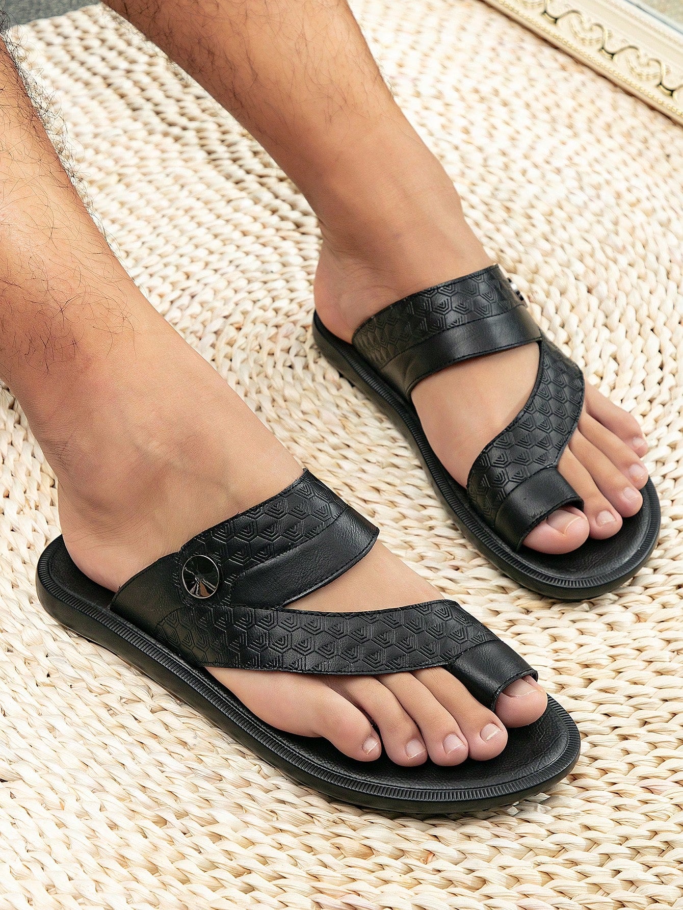 Men's Geometric Pattern Flip Flops Summer Sandals