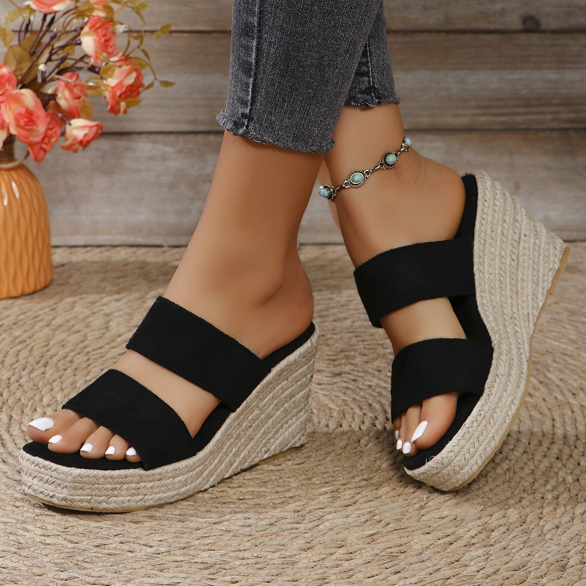 SaltySummer Open Toe Wedge Sandals