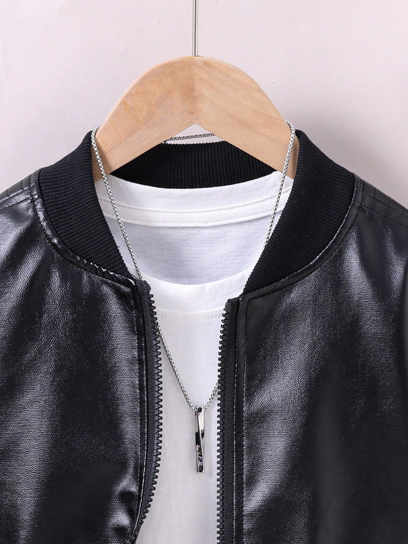 Youth Little Boys PU Leather Zipper Closure Bomber Jacket 💜