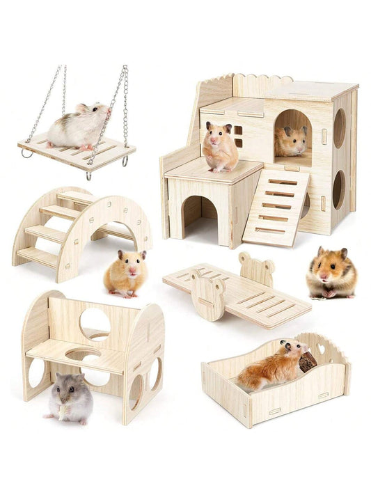 DIY Wooden Hamster Toys, Hamster House, Hideaway, Chew Toys, Suitable for Hamsters, Guinea Pigs, and Sand Rats