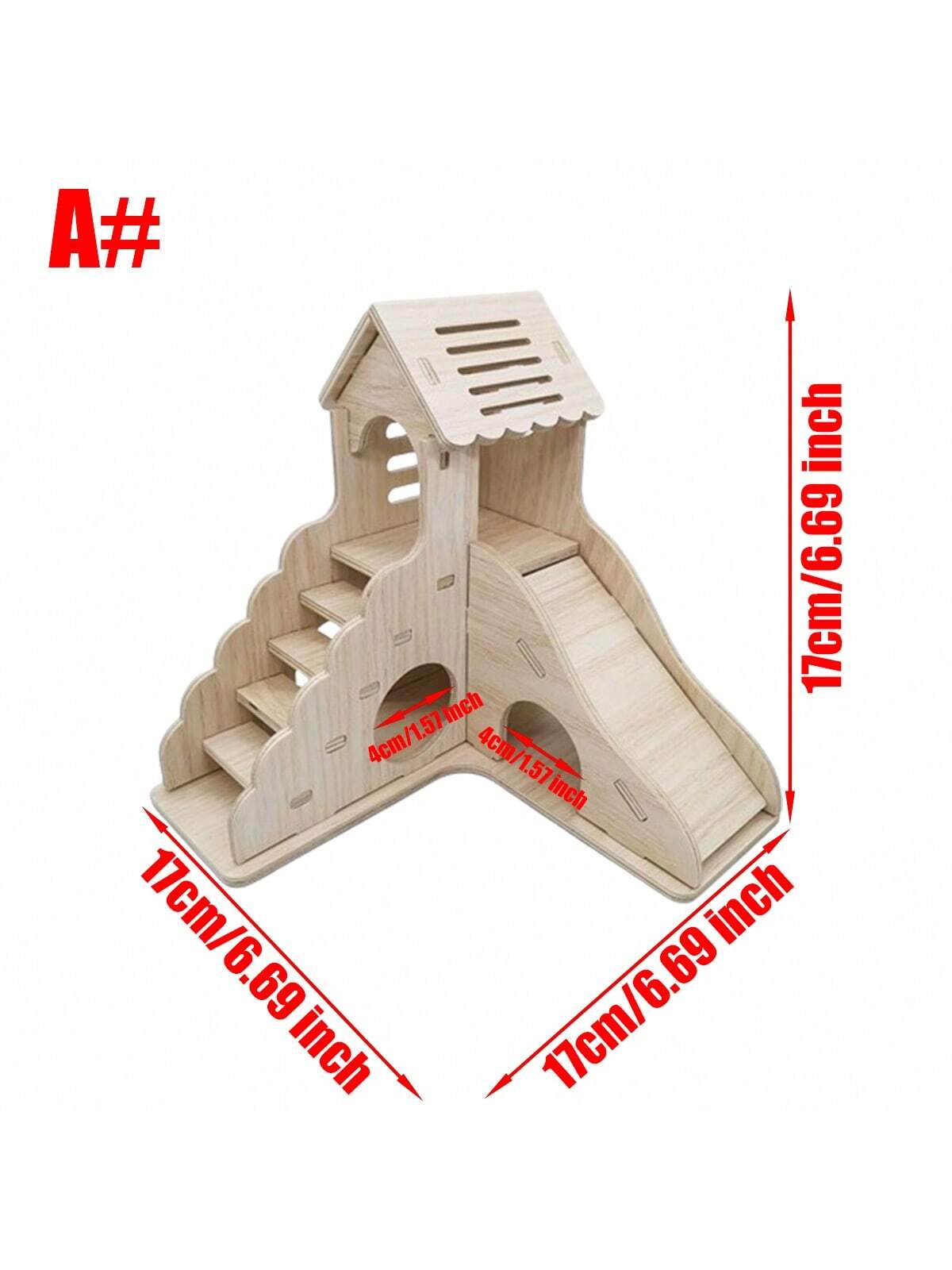 Hamster Hideout Accessories - Wooden Animal Hideaway w Climbing Ladder & Slide for Small Animals 💜