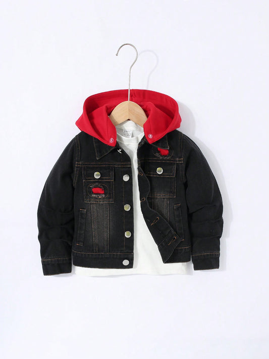 Youth Little Boys' Basic Casual College Style Loose Fit Denim Jacket Coat