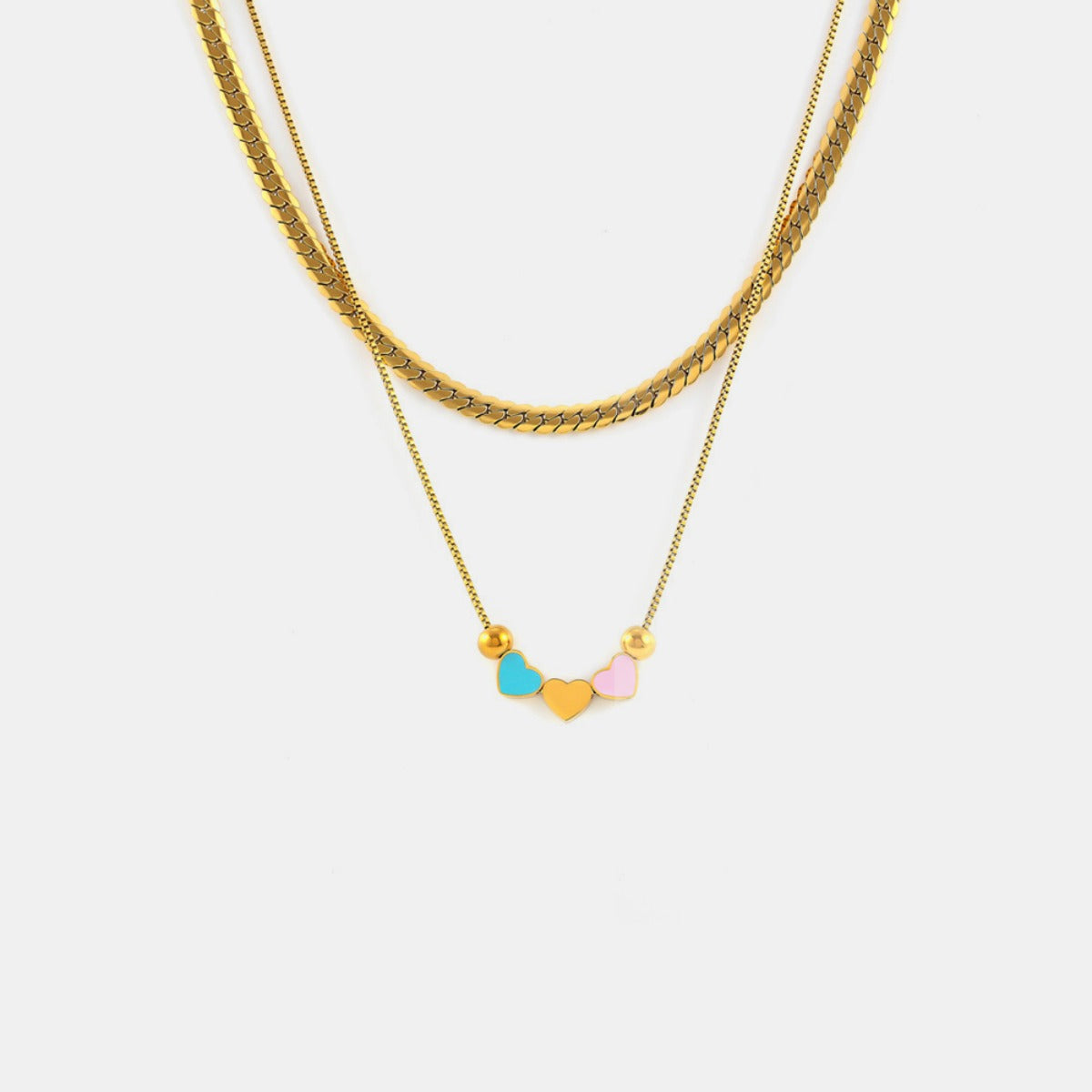 18K Gold-Plated Double Layered Heart Necklace