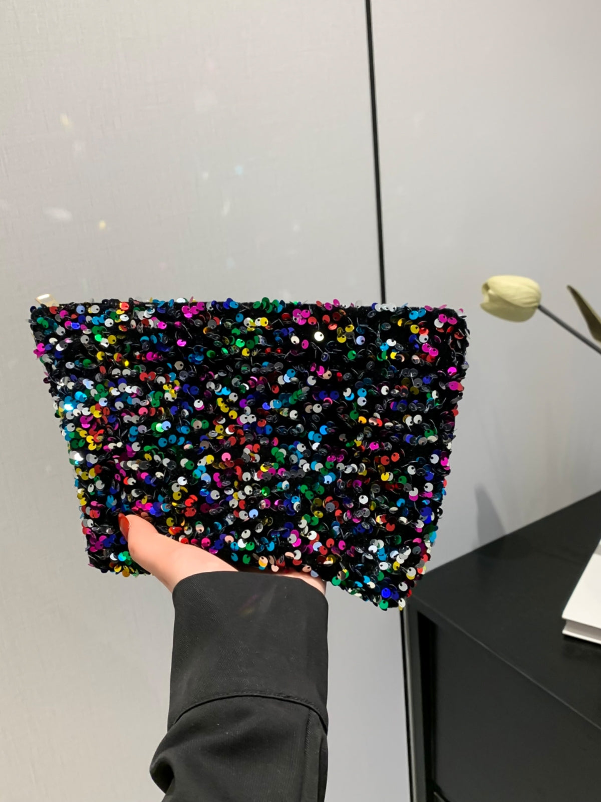 Sequin Clutch with Zipper