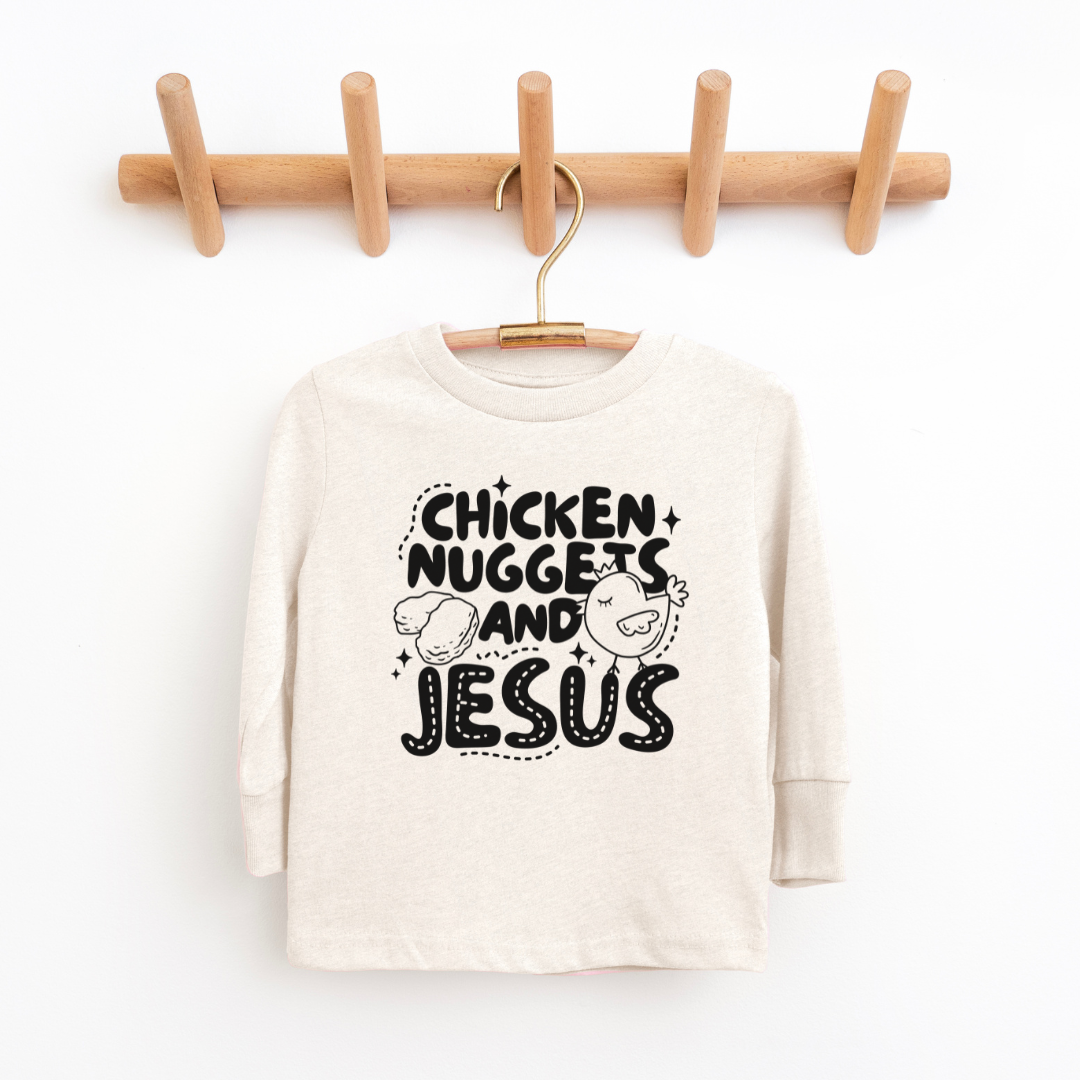 Chicken Nuggets & Jesus Youth & Toddler Long Sleeve Graphic Tee SZ 2T-Y20