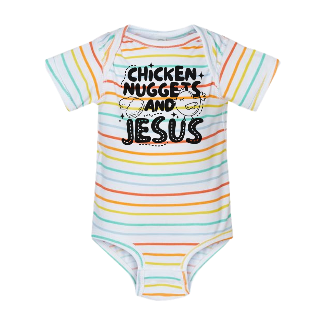 Chicken Nuggest And Jesus Infant Bodysuit SZ Newborn - 24M