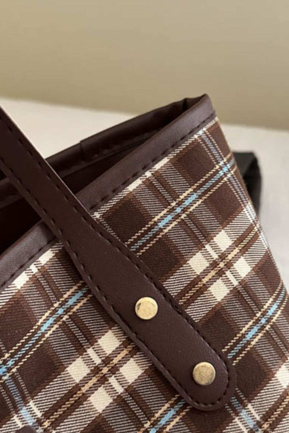 Plaid PU Leather Tote Bag