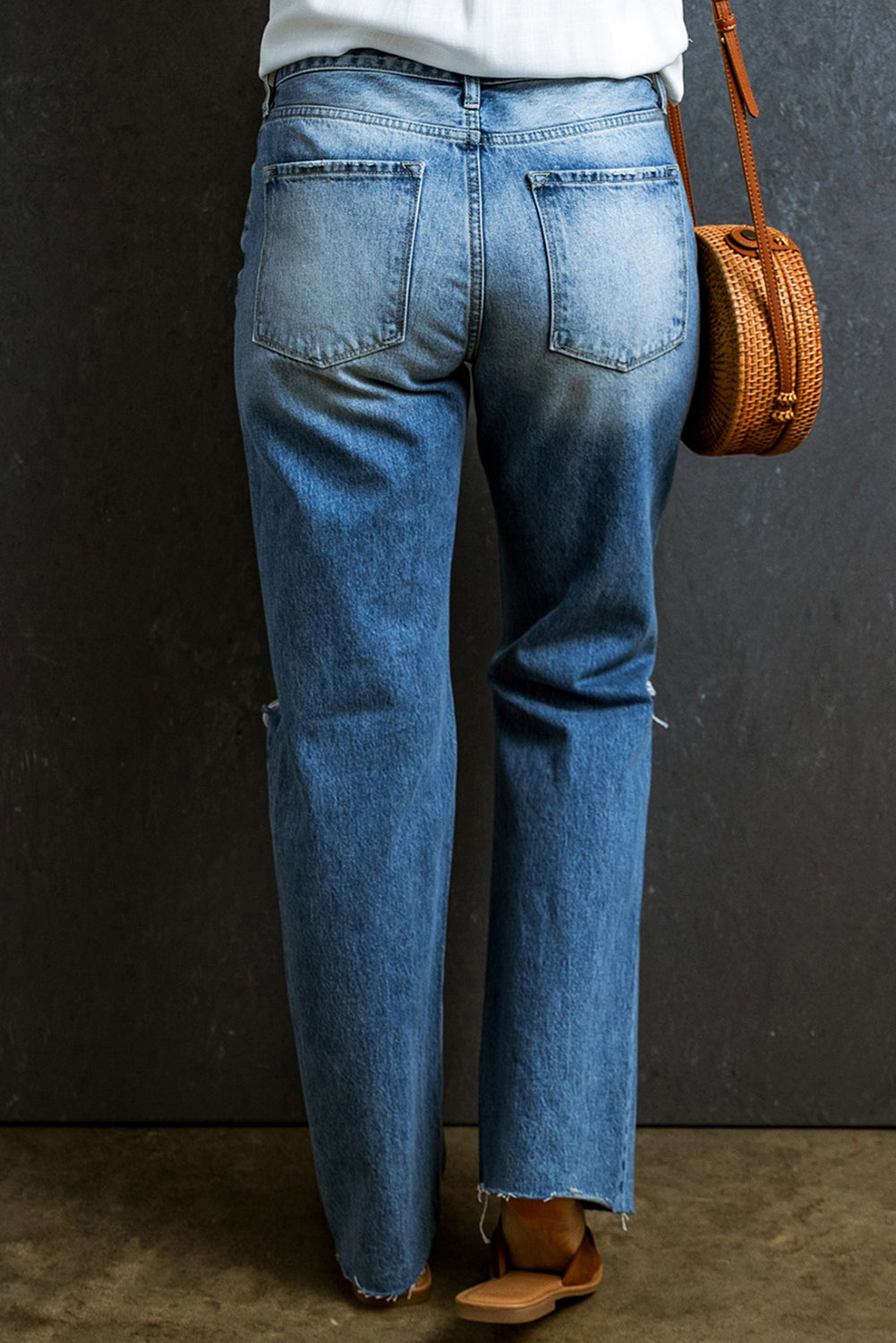 Summer Anastacia Distressed Raw Hem Jeans with Pockets