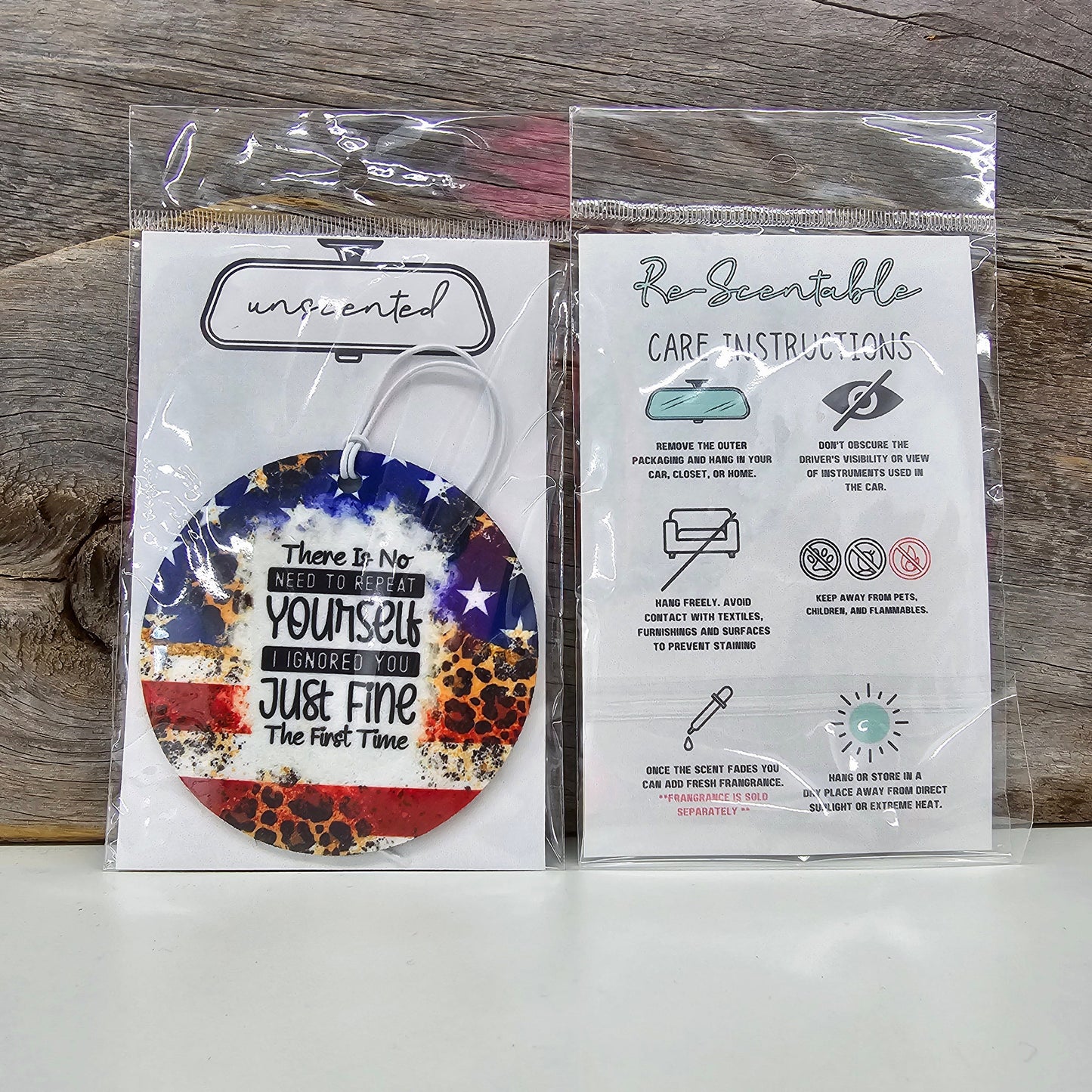 No Need To Repeat Yourself Re-Scentable Car Freshener