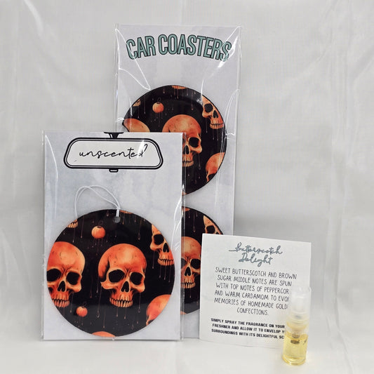 Skull Drip Mystique Car Coaster & Freshener Set