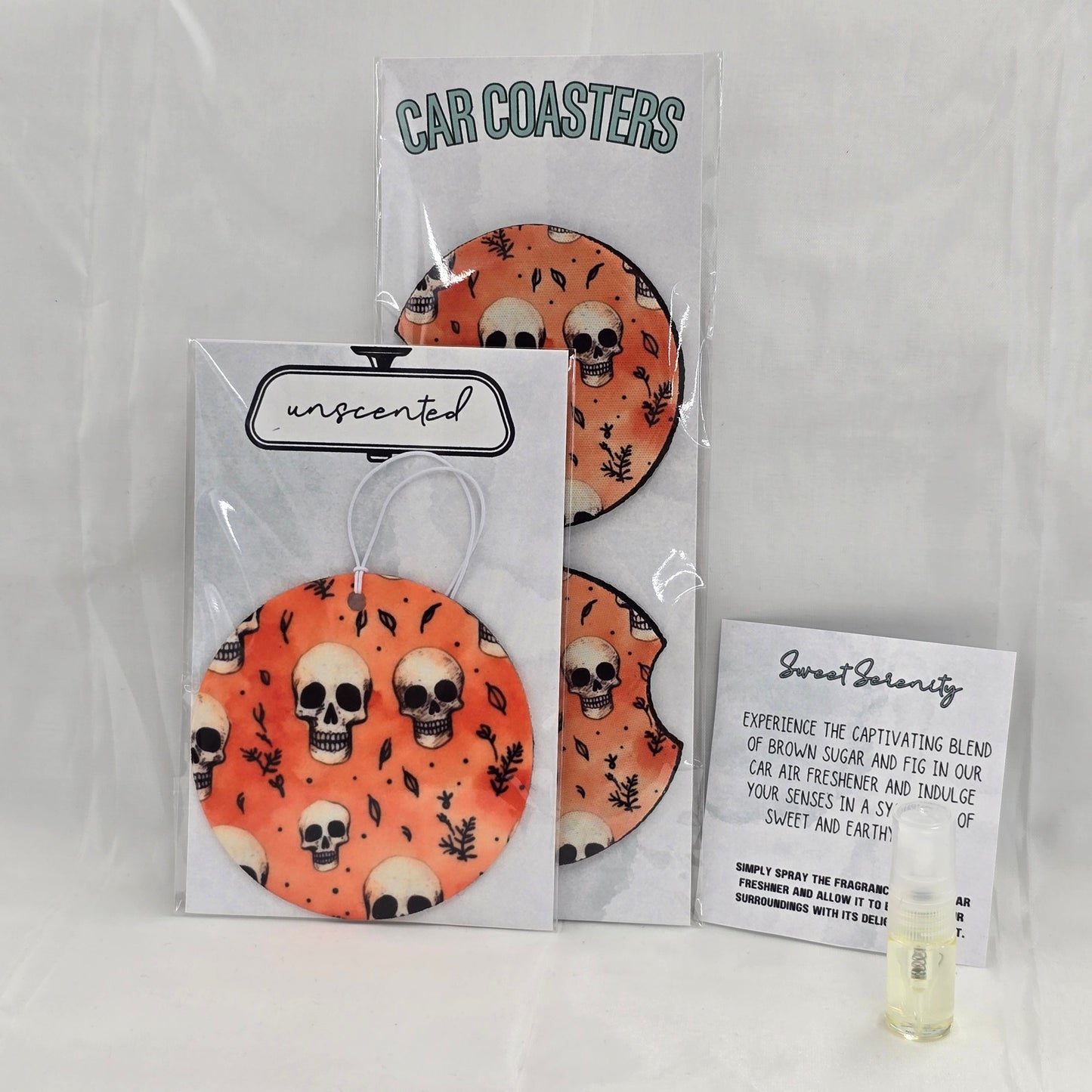 Skull Garden Car Coaster & Freshener Set