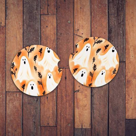 Autumn Ghost Halloween Car Coasters