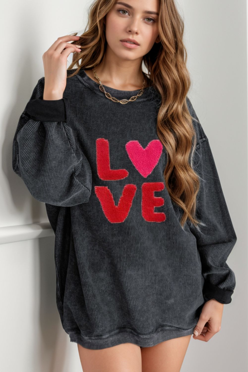 Valentine’s Day LOVE Round Neck Long Sleeve Sweatshirt