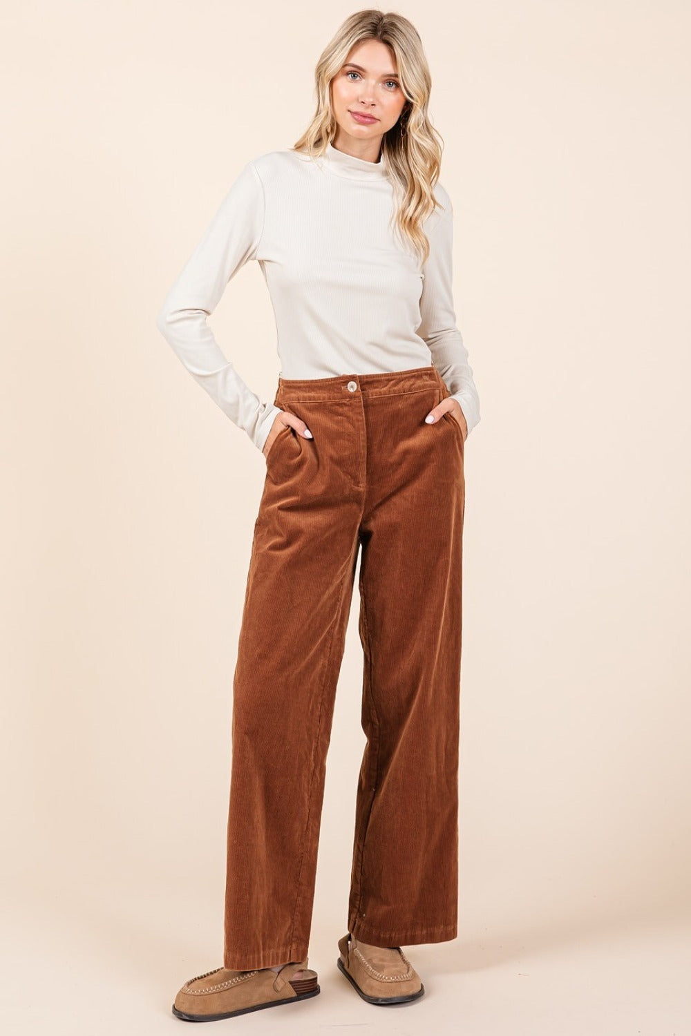 Mittoshop Corduroy Back Elastic Waist Pants