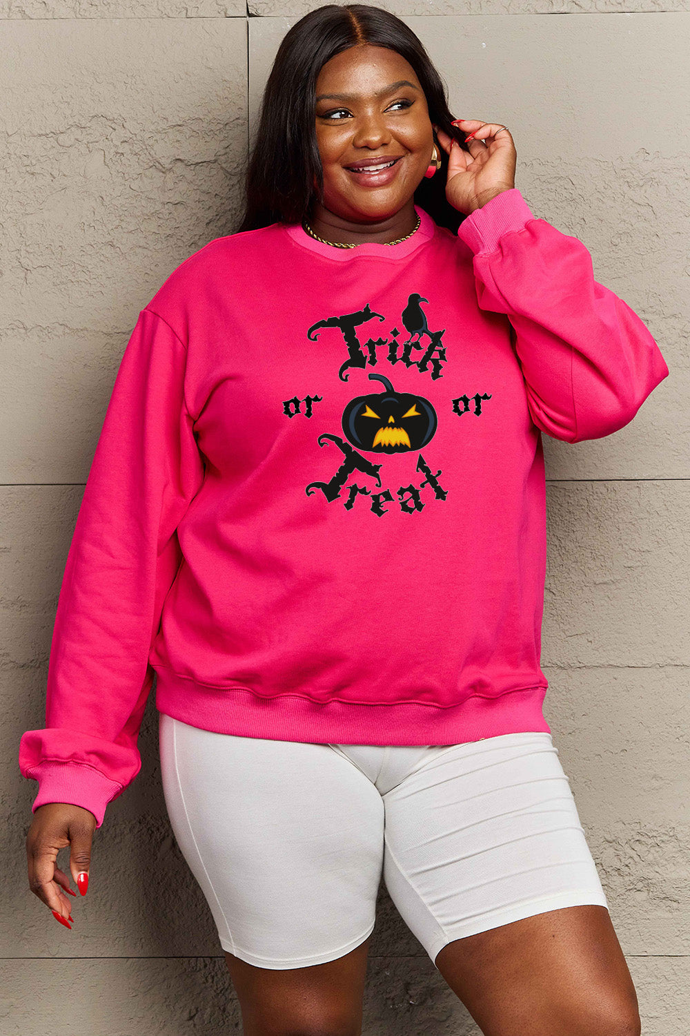 Simply Love Full Size TRICK OR TREAT Graphic Sweatshirt