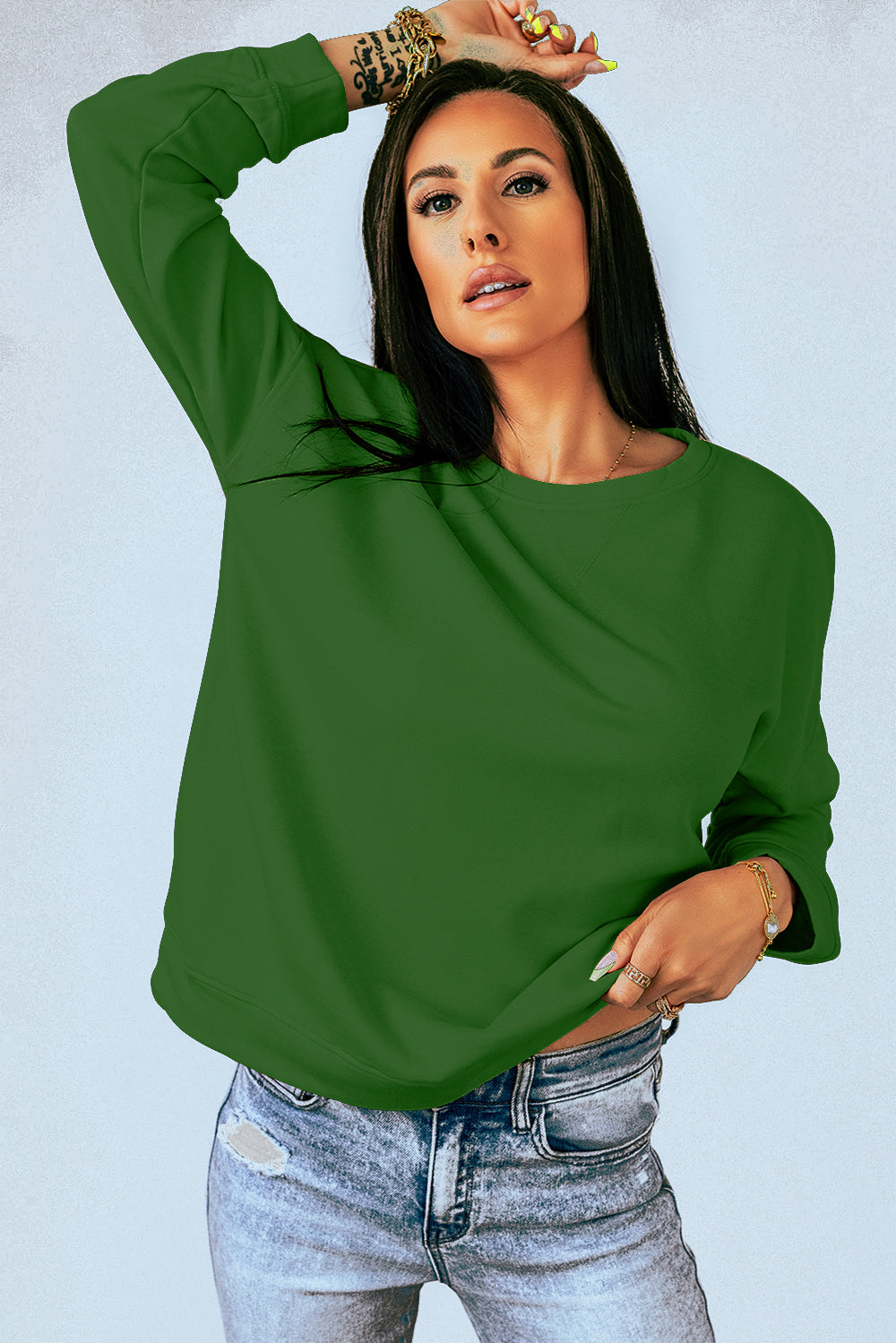 Full Size Round Neck Dropped Shoulder Sweatshirt