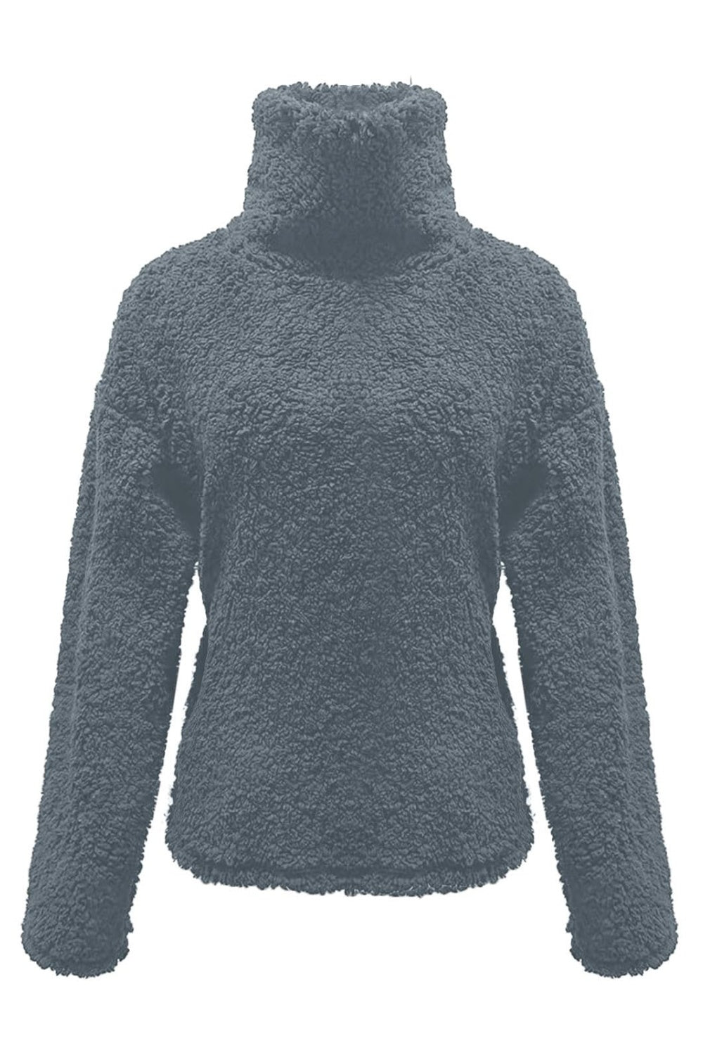 Fuzzy Turtleneck Long Sleeve Sweatshirt