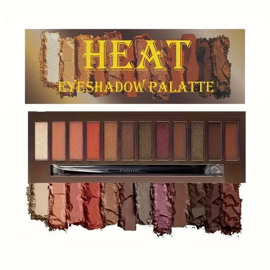 NAKED HEAT Long Lasting Warm and Bright w/ Shimmer and Matte Finish Eyeshadow Palette - Comes with Mirror and Brush