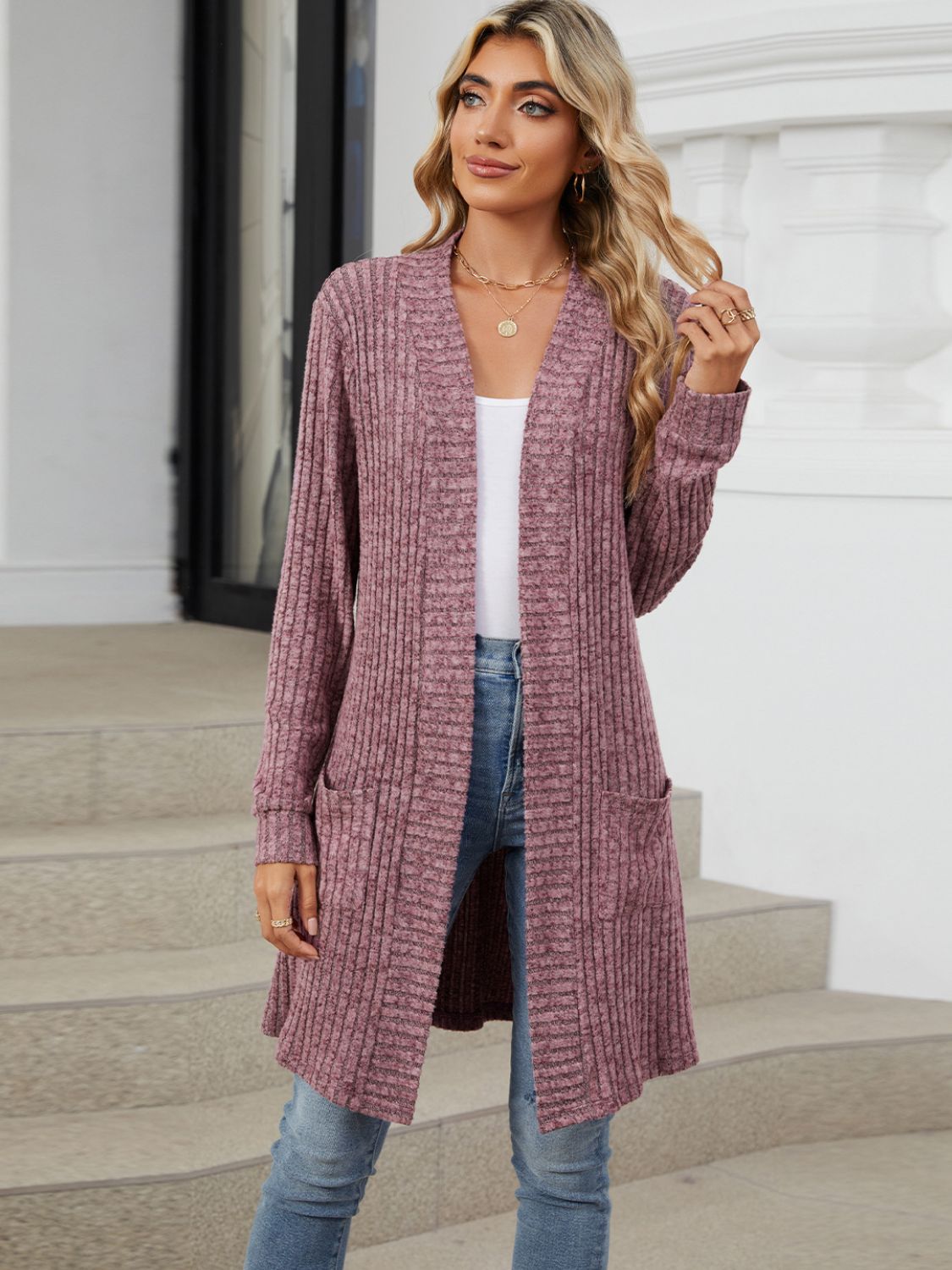 Open Front Long Sleeve Cardigan