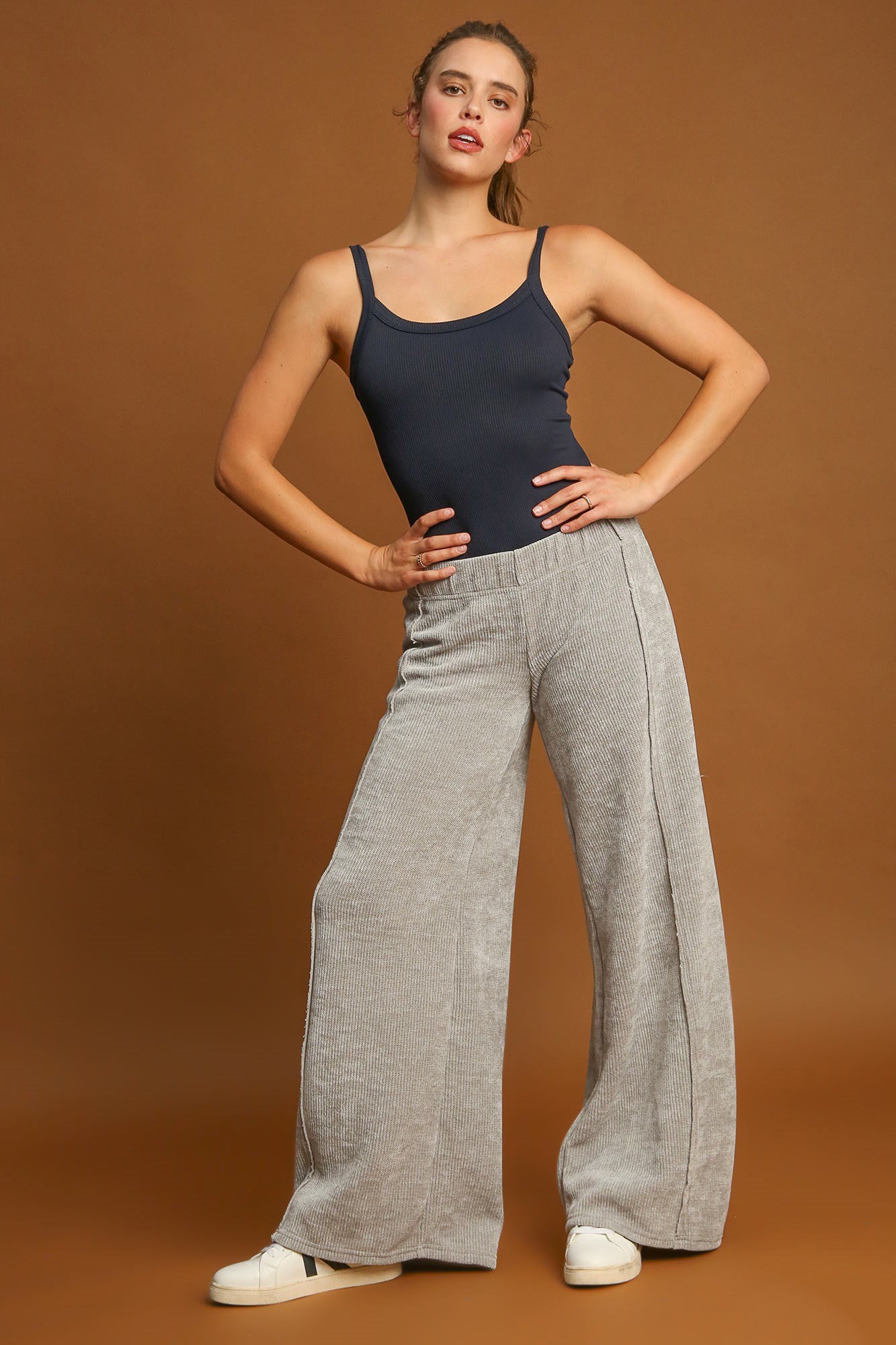 Umgee Elastic Waist Wide Leg Pants