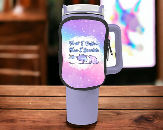 First I Coffee Then I Sparkle Zippered Pouch/Bag For 40oz Tumbler (Bag Only)