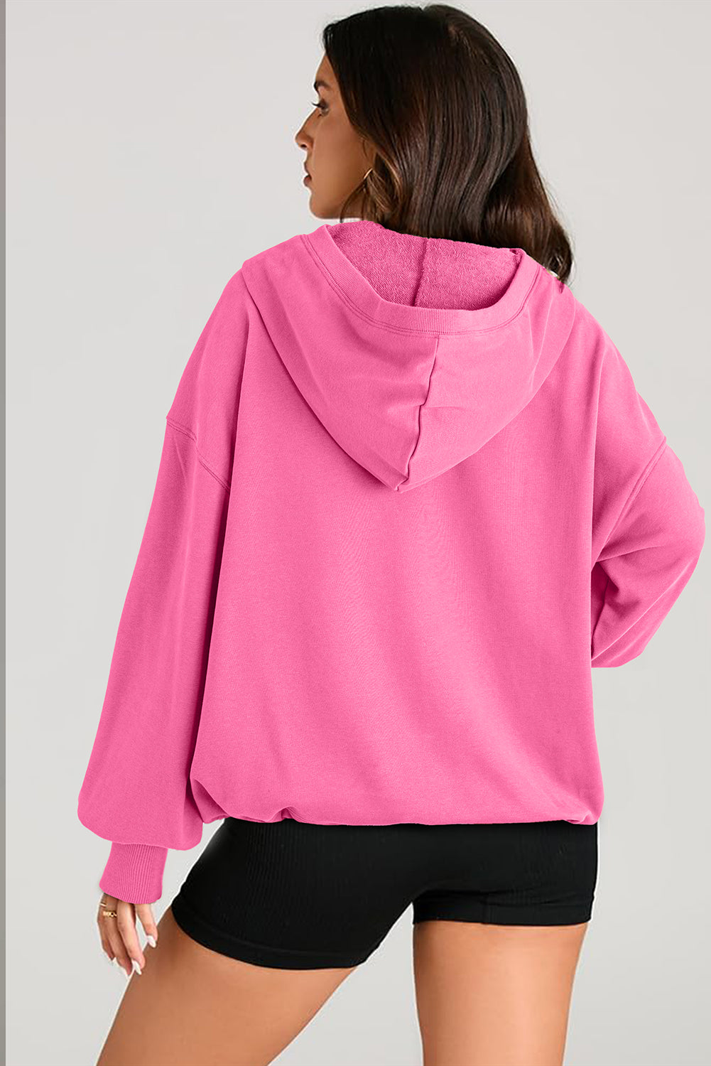 Pocketed Half Zip Long Sleeve Hoodie