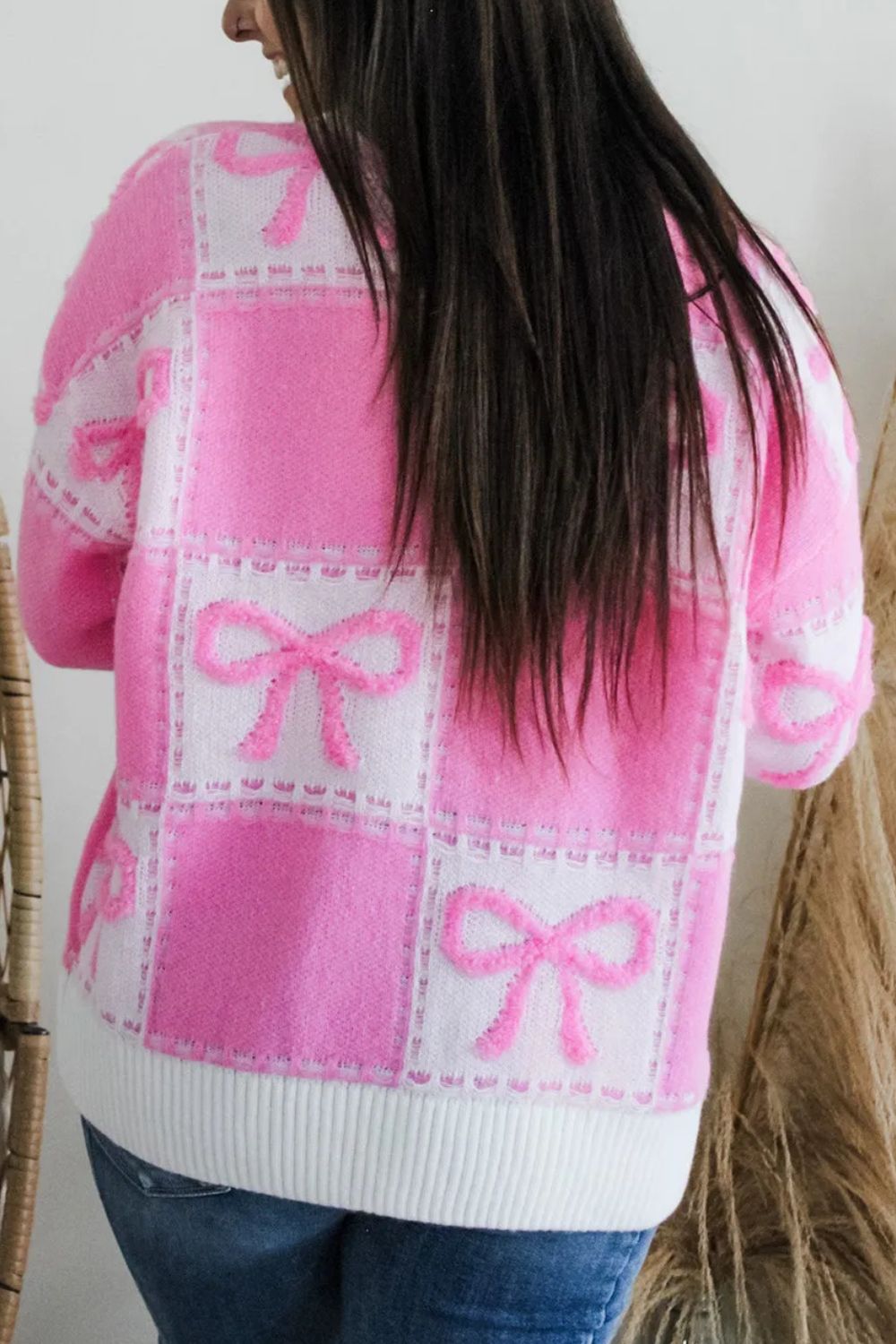 Bow Round Neck Long Sleeve Sweater