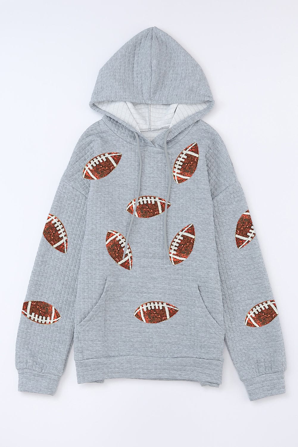 Drawstring Football Long Sleeve Hoodie